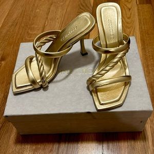 Jimmy Choo Diosa metalic gold mules